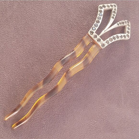 Antique 1920\'s Art Deco Fishson Silverite Hair Pin